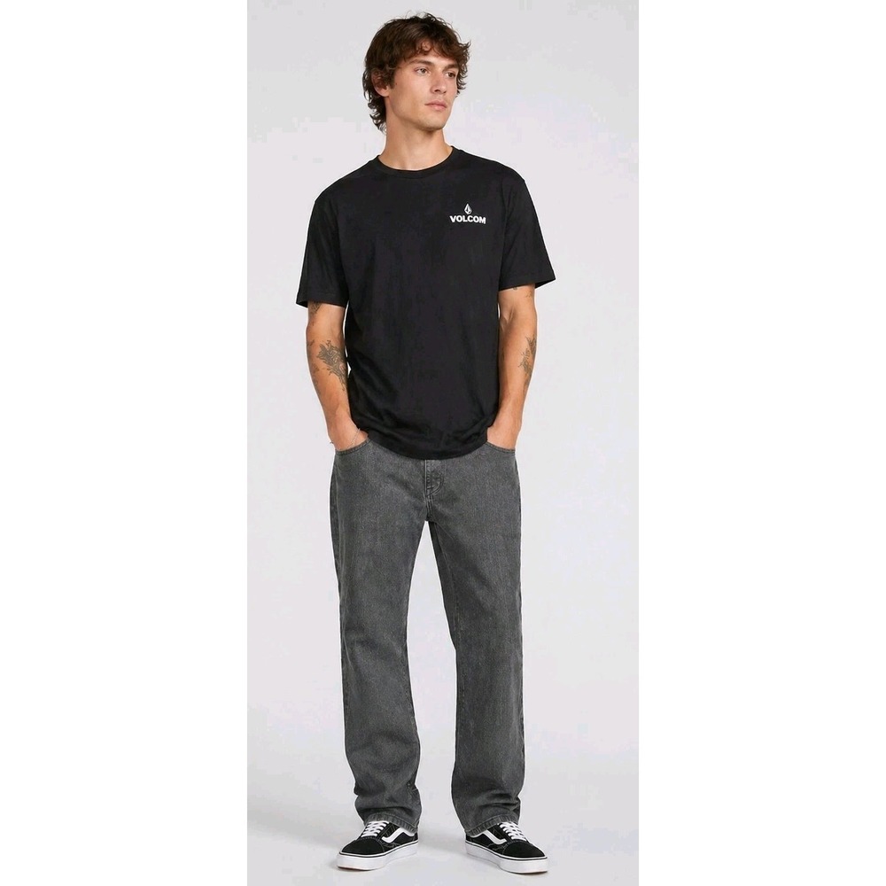 Volcomβ Solver Jeans Men 34 Black Modern Straight Denim Pants Streetwear Skater